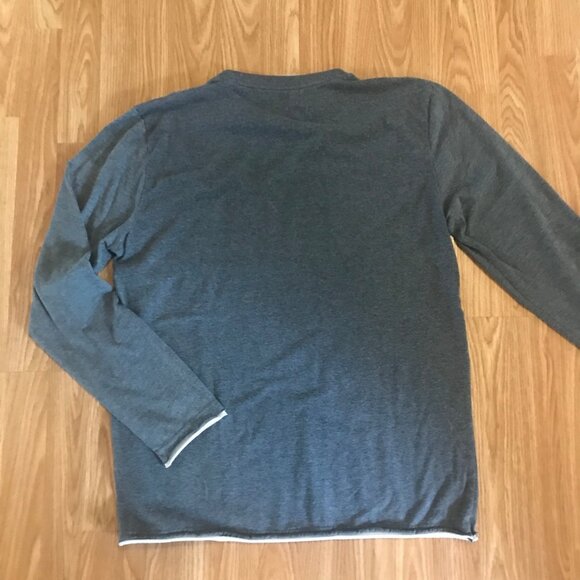 Moto Mens XL Grey Graphic Long Sleeve Crew Neck T Shirt White Trim - Picture 3 of 5